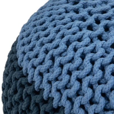 NicBex Knitted Cotton Round Pouf Comfortable And Durable Accent Furniture Ideal For Relaxing And Additional Seating, Dark Blue/Blue 5 NicBex Knitted Cotton Round Pouf Comfortable And Durable Accent Furniture Ideal For Relaxing And Additional Seating, Dark Blue/Blue - Image 3