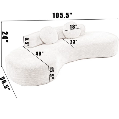 NicBex Couches For Living Room Cloud Couch 105.5'' Curved Sofa Modern Minimalist Corduroy Upholstered 3-4 Seater Sofa Couch With 2 Pillows 3 NicBex Couches For Living Room Cloud Couch 105.5'' Curved Sofa Modern Minimalist Corduroy Upholstered 3-4 Seater Sofa Couch With 2 Pillows