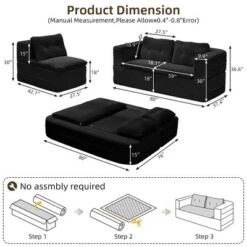 NicBex Functional Foldable Futon Sofa Bed With Plush Blanket & Pillows,Convertible Sleeper Deep Seat Sofa Couch For Living Room -Nicbex GUEST 25c779b8 5692 4f28 a074 f29c440a2d0b