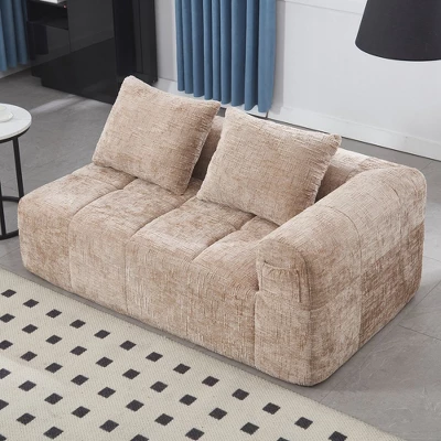 NicBex Modern Chenille Loveseat Sofa With Left Arm & Removable Pillows, Minimalist 2-Seater Sofa For Living Room & Bedroom, Beige 10 NicBex Modern Chenille Loveseat Sofa With Left Arm & Removable Pillows, Minimalist 2-Seater Sofa For Living Room & Bedroom, Beige - Image 8