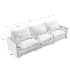NicBex Couches For Living Room Over Size 3-Seater Sofa Deep Seat Couch Comfort Corduroy Upholstered Sofa With 3 Waist Pillows For Bedroom -Nicbex GUEST 2674a8e8 235b 40d8 a385 e8a8883a6381