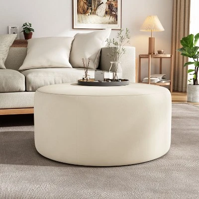 NicBex 30" Modern Ottoman With Velvet Fabric, Upholstered Foot Stool With Cushioned Seat, Round Ottoman Pouf For Living Room, Bedroom 9 NicBex 30" Modern Ottoman With Velvet Fabric, Upholstered Foot Stool With Cushioned Seat, Round Ottoman Pouf For Living Room, Bedroom - Image 7