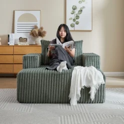 NicBex Modern Indoor Corduroy Sponge Single Sofa With Back Cushion & Pillow,Fluffy Sleeper Chair For Living Room,Bedroom 11 NicBex Modern Indoor Corduroy Sponge Single Sofa With Back Cushion & Pillow,Fluffy Sleeper Chair For Living Room,Bedroom -Nicbex GUEST 27f4940b 6c22 4646 b782 b37b69f7d4f1