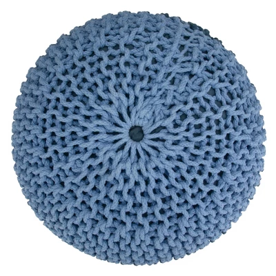 NicBex Knitted Cotton Round Pouf Comfortable And Durable Accent Furniture Ideal For Relaxing And Additional Seating, Dark Blue/Blue 6 NicBex Knitted Cotton Round Pouf Comfortable And Durable Accent Furniture Ideal For Relaxing And Additional Seating, Dark Blue/Blue - Image 4