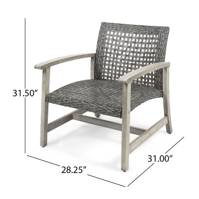 NicBex Set Of 2 Antique-Style Wicker Club Chair, Weather-Resistant Outdoor Dining Chairs With Acacia Wood & Wicker, Gray 11 NicBex Set Of 2 Antique-Style Wicker Club Chair, Weather-Resistant Outdoor Dining Chairs With Acacia Wood & Wicker, Gray - Image 9