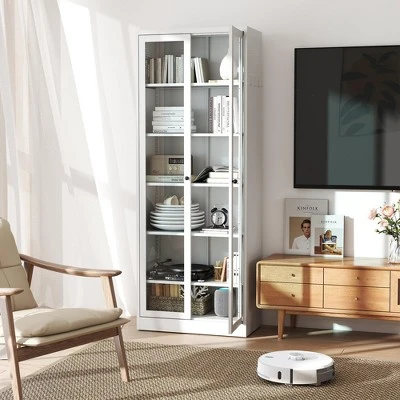 NicBex Modern Freestanding Kitchen Pantry Cabinet, Adjustable Storage With 4 Shelves, Heavy Duty Metal Cupboard For Dining/Living Room 3 NicBex Modern Freestanding Kitchen Pantry Cabinet, Adjustable Storage With 4 Shelves, Heavy Duty Metal Cupboard For Dining/Living Room