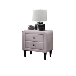 NicBex 22" Modern Velvet Nightstand,Glam Night Stand With Drawers,Bedside Table With Tapered Legs For Bedroom&Living Room