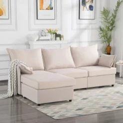 NicBex 93.7 Inch L-Shaped Sectional Sofa,3-Seat Couch With Movable Ottoman And 2 Pillows For Living Room,Bedroom 15 NicBex 93.7 Inch L-Shaped Sectional Sofa,3-Seat Couch With Movable Ottoman And 2 Pillows For Living Room,Bedroom -Nicbex GUEST 2c32b137 5aef 4bad 885e 37367b15b425