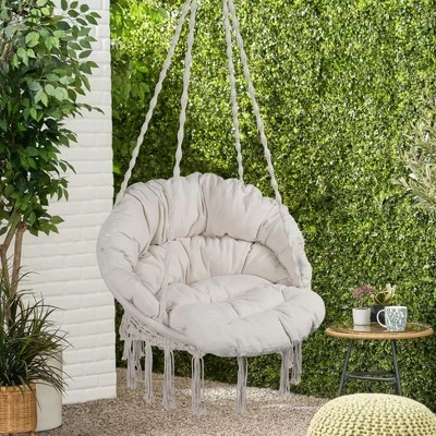 NicBex Indoor Outdoor Hammock Swing Chair With Cotton Rope And Cushion For Patio Bedroom Porch Garden,Beige 3 NicBex Indoor Outdoor Hammock Swing Chair With Cotton Rope And Cushion For Patio Bedroom Porch Garden,Beige