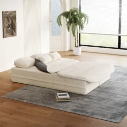 NicBex Corduroy Upholstered Floor Sofa Bed With Convertible Foldable Design,2-Seater Futon Couch Sleeper Sofa For Living Room,Bedroom -Nicbex GUEST 2cc4acc8 339a 4f4f adb2 3a808c256000