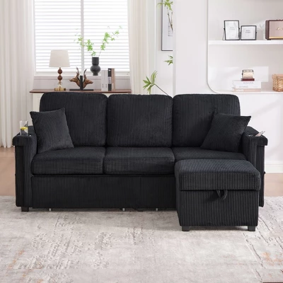 NicBex Modern Corduroy Sectional Sofa Futon Couch With Storage Ottoman,Comfortable 3-Seat Sofa Couch For Living Room,Apartment 8 NicBex Modern Corduroy Sectional Sofa Futon Couch With Storage Ottoman,Comfortable 3-Seat Sofa Couch For Living Room,Apartment - Image 6