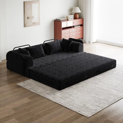 NicBex Modern Convertible Sleeper Sofa Futon Couch With Cylindrical Pillow,Comfortable Folding Sofa Couch For Living Room,Apartment 3 NicBex Modern Convertible Sleeper Sofa Futon Couch With Cylindrical Pillow,Comfortable Folding Sofa Couch For Living Room,Apartment