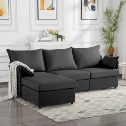 NicBex 93.7 Inch L-Shaped Sectional Sofa,3-Seat Couch With Movable Ottoman And 2 Pillows For Living Room,Bedroom 13 NicBex 93.7 Inch L-Shaped Sectional Sofa,3-Seat Couch With Movable Ottoman And 2 Pillows For Living Room,Bedroom -Nicbex GUEST 2f2be3c6 8d25 4cda b376 6627935f5693