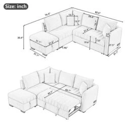 NicBex Modern Pull Out Sofa Bed Convertible Sleeper Sofa With Storage Ottoman And USB Ports For Living Room