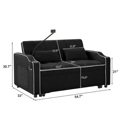 NicBex Modern Velvet Adjustable Pull-Out Sofa Bed With Side Pockets & Swivel Phone Stand,Comfy Sleeper Sofa For Living Room,Apartment 6 NicBex Modern Velvet Adjustable Pull-Out Sofa Bed With Side Pockets & Swivel Phone Stand,Comfy Sleeper Sofa For Living Room,Apartment - Image 4
