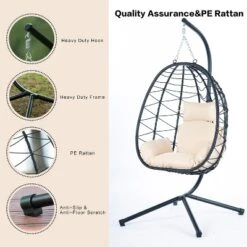 NicBex Egg Chair Indoor&Outdoor,Porch Swing With Cushion,Wicker Hanging Chair With Stand,Hammock Chair For For Bedroom,Balcony,Beige 10 NicBex Egg Chair Indoor&Outdoor,Porch Swing With Cushion,Wicker Hanging Chair With Stand,Hammock Chair For For Bedroom,Balcony,Beige -Nicbex GUEST 30f6b4bb aa99 41d3 80c8 bef1eca45cbe