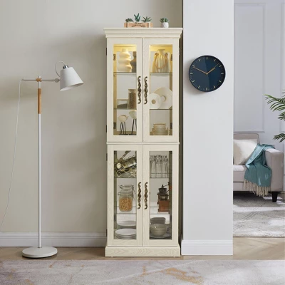 NicBex Modern Freestanding Tall Toy Display Pantry Cabinet With Glass Door & LED Lighting,Bar Cabinets For Hallways,Living Room,Kitchen 7 NicBex Modern Freestanding Tall Toy Display Pantry Cabinet With Glass Door & LED Lighting,Bar Cabinets For Hallways,Living Room,Kitchen - Image 5
