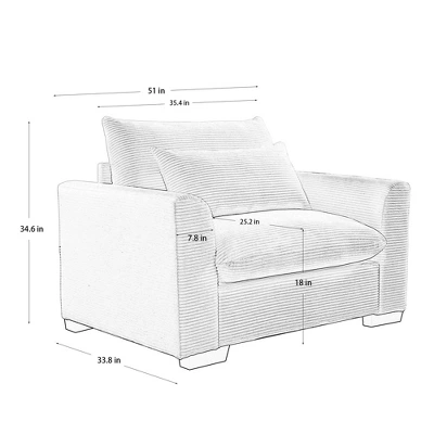 NicBex Couches For Living Room 51" Single Sofa Corduroy Upholstered 1 Seater Sofa Couch Modern Lounge Chair With 2 Throw Pillows For Apartment 3 NicBex Couches For Living Room 51" Single Sofa Corduroy Upholstered 1 Seater Sofa Couch Modern Lounge Chair With 2 Throw Pillows For Apartment