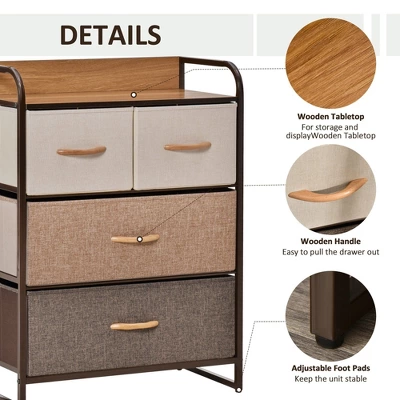 NicBex 4/5/7 Fabric Drawer Dresser,Modern Closet Dressers Chest Of Drawers With Steel Frame And Wood Top For Bedroom,Living Room,Entryway 5 NicBex 4/5/7 Fabric Drawer Dresser,Modern Closet Dressers Chest Of Drawers With Steel Frame And Wood Top For Bedroom,Living Room,Entryway - Image 3