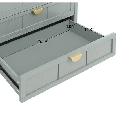 NicBex Farmhouse Bedroom Dressers With Drawers,Chest Of Drawers For Bedroom,Wooden Dresser With Retro Handle Ring 6 NicBex Farmhouse Bedroom Dressers With Drawers,Chest Of Drawers For Bedroom,Wooden Dresser With Retro Handle Ring - Image 4