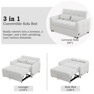 NicBex 52.8 Inch Tufted Loveseat Sofa Pull-out Sofa Bed With Adjustable Backrest,3 USB Ports And 2 Pillows For Living Room,Apartment 4 NicBex 52.8 Inch Tufted Loveseat Sofa Pull-out Sofa Bed With Adjustable Backrest,3 USB Ports And 2 Pillows For Living Room,Apartment - Image 3