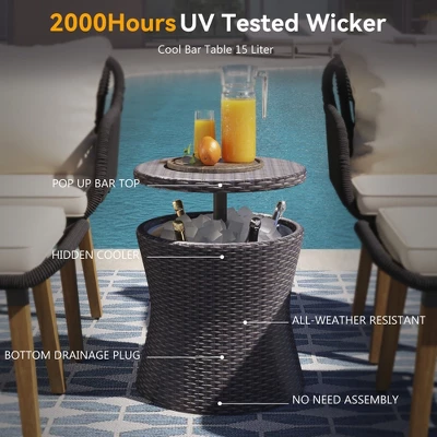 NicBex Outdoor Dining Table Set Wicker Bar Table With Upholstered Chairs & Ottomans,Patio Furniture Bistro Set For Garden,Backyard,Poolside 5 NicBex Outdoor Dining Table Set Wicker Bar Table With Upholstered Chairs & Ottomans,Patio Furniture Bistro Set For Garden,Backyard,Poolside - Image 3