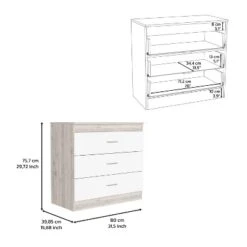 NicBex 3 Drawer Dresser For Bedroom,Modern Style Drawers With Metal Handle,Dressers For Kids Room,Living Room,Entry And Hallway,White/Pine -Nicbex GUEST 355bc084 9551 4e0a 9207 b6c72443aec5