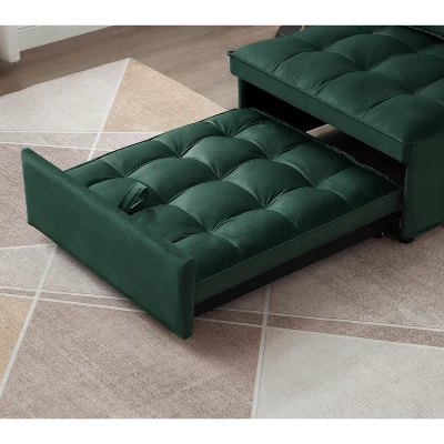 NicBex Convertible Sofa Bed Single Couch With Pull Out Bed & Detachable Backs,Upholstered Velvet Sleeper Sofa For Living Room,Bedroom,Green 4 NicBex Convertible Sofa Bed Single Couch With Pull Out Bed & Detachable Backs,Upholstered Velvet Sleeper Sofa For Living Room,Bedroom,Green - Image 2
