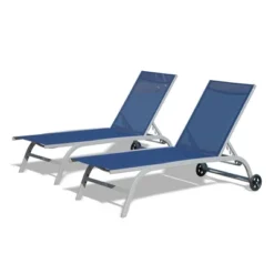 NicBex Set Of 2 Outdoor Patio Chaise Lounge Chair For Outside With Wheels, 5 Adjustable Position, Pool Lounge Chairs For Patio, Beach, Yard, Grey -Nicbex GUEST 3591108b ae49 41f9 afd1 a8ae3fc91241