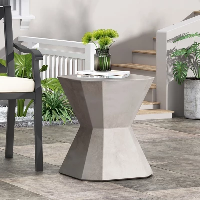 NicBex Modern Concrete End Table,Outdoor Side Table With Different Designs,Lightweight Patio Table For Garden,Poolside,Outdoor Furniture 7 NicBex Modern Concrete End Table,Outdoor Side Table With Different Designs,Lightweight Patio Table For Garden,Poolside,Outdoor Furniture - Image 5