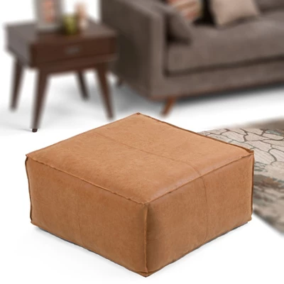 NicBex Large Square Coffee Table Pouf Ottoman Footstool For Living Room, Bedroom, Distressed Brown 6 NicBex Large Square Coffee Table Pouf Ottoman Footstool For Living Room, Bedroom, Distressed Brown - Image 4