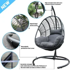 NicBex Indoor Outdoor Hanging Egg Chair With Cushion And C Type Base For Patio Bedroom Porch Garden 11 NicBex Indoor Outdoor Hanging Egg Chair With Cushion And C Type Base For Patio Bedroom Porch Garden -Nicbex GUEST 39177005 4288 4b5a 9d9c 0fa2c8286642