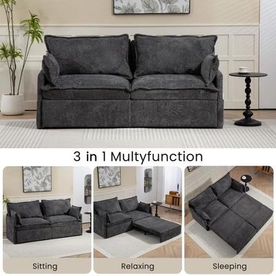 NicBex Convertible Pull Out Sofa Bed Loveseat Couch With Charging Ports & Side Storage,Chenille Fabric Sleeper Sofa For Living Room,Bedroom,Gray73.6" 4 NicBex Convertible Pull Out Sofa Bed Loveseat Couch With Charging Ports & Side Storage,Chenille Fabric Sleeper Sofa For Living Room,Bedroom,Gray73.6" - Image 2