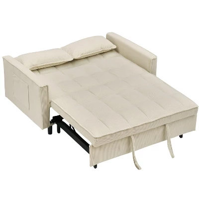 NicBex 54.3" Convertible Double Pull Out Sofabed 2-seat Corduroy Casual Sofa With 2 Side Pockets For Living Room 5 NicBex 54.3" Convertible Double Pull Out Sofabed 2-seat Corduroy Casual Sofa With 2 Side Pockets For Living Room - Image 3