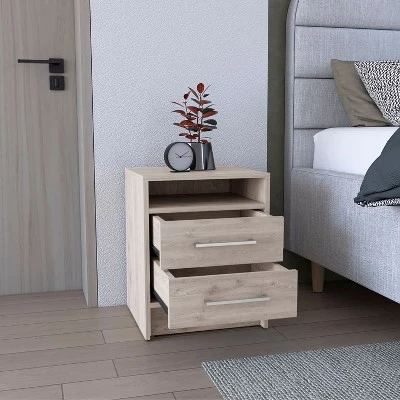 NicBex Modern Nightstand With 2 Drawers,19.9" Wooden Night Stand With Metal Handles,Bedside Table For Bedroom&Living Room,Bedroom Furniture 8 NicBex Modern Nightstand With 2 Drawers,19.9" Wooden Night Stand With Metal Handles,Bedside Table For Bedroom&Living Room,Bedroom Furniture - Image 6