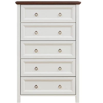 NicBex Farmhouse 5 Drawers Dresser, Wood Rustic Tall Chest Of Drawers, Dressers Organizer For Bedroom, Living Room, Hallway 7 NicBex Farmhouse 5 Drawers Dresser, Wood Rustic Tall Chest Of Drawers, Dressers Organizer For Bedroom, Living Room, Hallway - Image 5