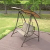 NicBex Outdoor Porch Swing With Steel Frame Stand And Adjustable Canopy For Patio Bedroom Garden,Brown
