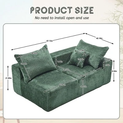 NicBex Couches For Living Room 2-Seat Deep Seat Sofa Chenille Fabric Upholstered Modern Sofa Couch With Memory Foam And Pillows, Emerald 5 NicBex Couches For Living Room 2-Seat Deep Seat Sofa Chenille Fabric Upholstered Modern Sofa Couch With Memory Foam And Pillows, Emerald - Image 3