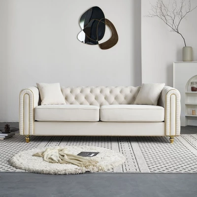 NicBex Modern 3-Seat Luxury Tufted Design Sofa Couch For Living Room,Bedroom,Velvet Upholstered Lounge Settee Sofa With Deep Cushions 3 NicBex Modern 3-Seat Luxury Tufted Design Sofa Couch For Living Room,Bedroom,Velvet Upholstered Lounge Settee Sofa With Deep Cushions