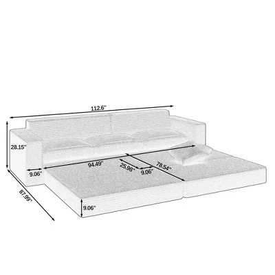 NicBex Couches For Living Room L Shape Modular Sectional Sofa Left Sofa Seat Corduroy Upholstered Compressed Sofa Couch Unfold Into A Bed 6 NicBex Couches For Living Room L Shape Modular Sectional Sofa Left Sofa Seat Corduroy Upholstered Compressed Sofa Couch Unfold Into A Bed - Image 4