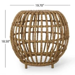 NicBex 19.7"/29.5" Wicker Outdoor Side Table,Woven Round End Table With Open Structure,Patio Table For Deck,Garden,Pool,Outdoor Furniture,Light Brown