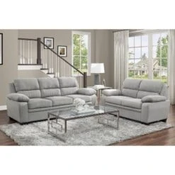NicBex Loveseat Sofa Mid-Century Modern 1pc Loveseat With Tufted Button Back And Wood Frame 2 Seater Sofa Couch For Living Room,Bedroom,Gray -Nicbex GUEST 47e281f9 6d25 42f3 86a4 3efef7eba466