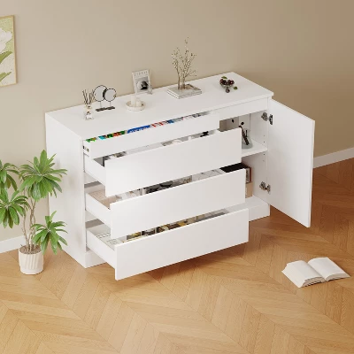 NicBex Modern 3-Drawer White Bedroom Dressers With Hidden Cabinet,Chest Of Drawers For Bedroom,Entryway,Wooden Dresser Chest 4 NicBex Modern 3-Drawer White Bedroom Dressers With Hidden Cabinet,Chest Of Drawers For Bedroom,Entryway,Wooden Dresser Chest - Image 2