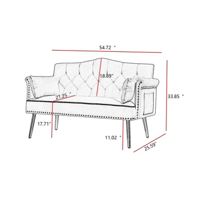 NicBex 2 Seater Loveseat Sofa Modern Upholstered Loveseat Couch With Tufted Back And Metal Legs Suitable For Living Room,Apartment 4 NicBex 2 Seater Loveseat Sofa Modern Upholstered Loveseat Couch With Tufted Back And Metal Legs Suitable For Living Room,Apartment - Image 2