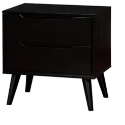 NicBex Mid-Century Nightstand With 2 Drawers,Wooden Night Stand With Tapered Legs,Solid Rubberwood Bedside Table For Bedroom,Living Room