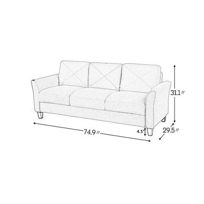 NicBex 3 Seater Sofa Couch With Soft Cushion Modern 74.9 Inch Comfy Couch With Tufted Button Back For Living Room 4 NicBex 3 Seater Sofa Couch With Soft Cushion Modern 74.9 Inch Comfy Couch With Tufted Button Back For Living Room - Image 2