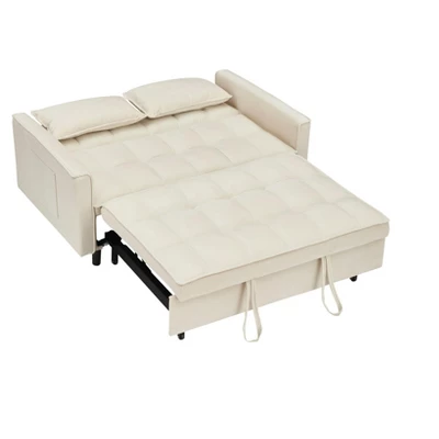 NicBex 55" Convertible Velvet Double Lounge Sofa With 2 Side Pockets, Reclining Backrest, Toss Pillows Futon Loveseat For Living Room 6 NicBex 55" Convertible Velvet Double Lounge Sofa With 2 Side Pockets, Reclining Backrest, Toss Pillows Futon Loveseat For Living Room - Image 4