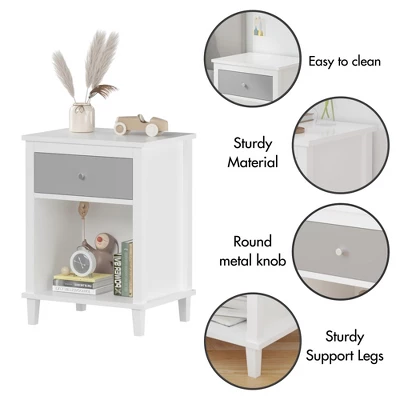 NicBex Wood Night Stand With Drawer&Shelf,Wood Side Table For Kids&Adults,Modern Nightstand With Storage,Bedside Table For Bedroom,Living Room 4 NicBex Wood Night Stand With Drawer&Shelf,Wood Side Table For Kids&Adults,Modern Nightstand With Storage,Bedside Table For Bedroom,Living Room - Image 2