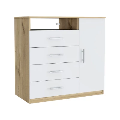 NicBex 4 Drawers Dresser For Bedroom With 1 Open Shelf And 1 Cabinet,Chest Of Drawers With Metal Handles Design,Storage Dressers For Bedroom 7 NicBex 4 Drawers Dresser For Bedroom With 1 Open Shelf And 1 Cabinet,Chest Of Drawers With Metal Handles Design,Storage Dressers For Bedroom - Image 5
