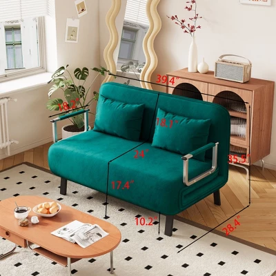 NicBex 3 Folding Sofa Beds Velvet Couch Chair To Bed Convertible For Adults With Adjustable Backrest And 2 Pillows 6 NicBex 3 Folding Sofa Beds Velvet Couch Chair To Bed Convertible For Adults With Adjustable Backrest And 2 Pillows - Image 4